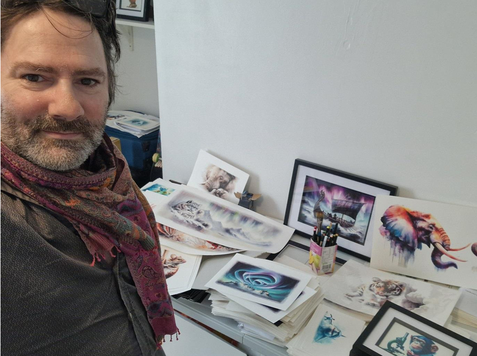 The artist (Kerrel "Kes" Deakin) in his natural environment.
